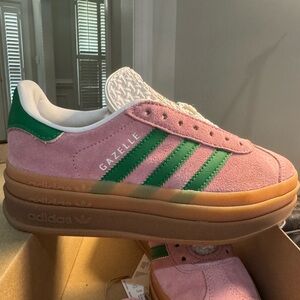 adidas Gazelle Pink and Green Sneakers
